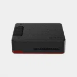 Boitier Argon40 NEO pour Raspberry Pi 5 de couleur noir et rouge, vu de gauche