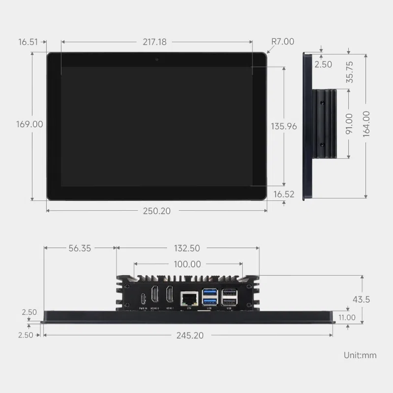 Ecran tactile capacitif avec support pour Raspberry Pi 5 3
