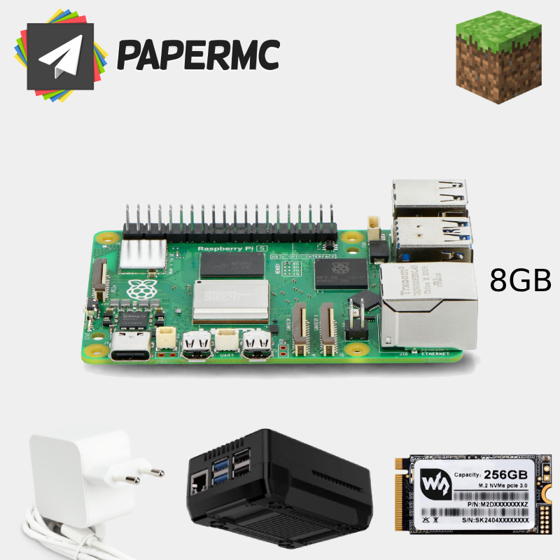 Kit Minecraft Plus – Serveur Raspberry Pi 5 SSD NVMe 256 Go