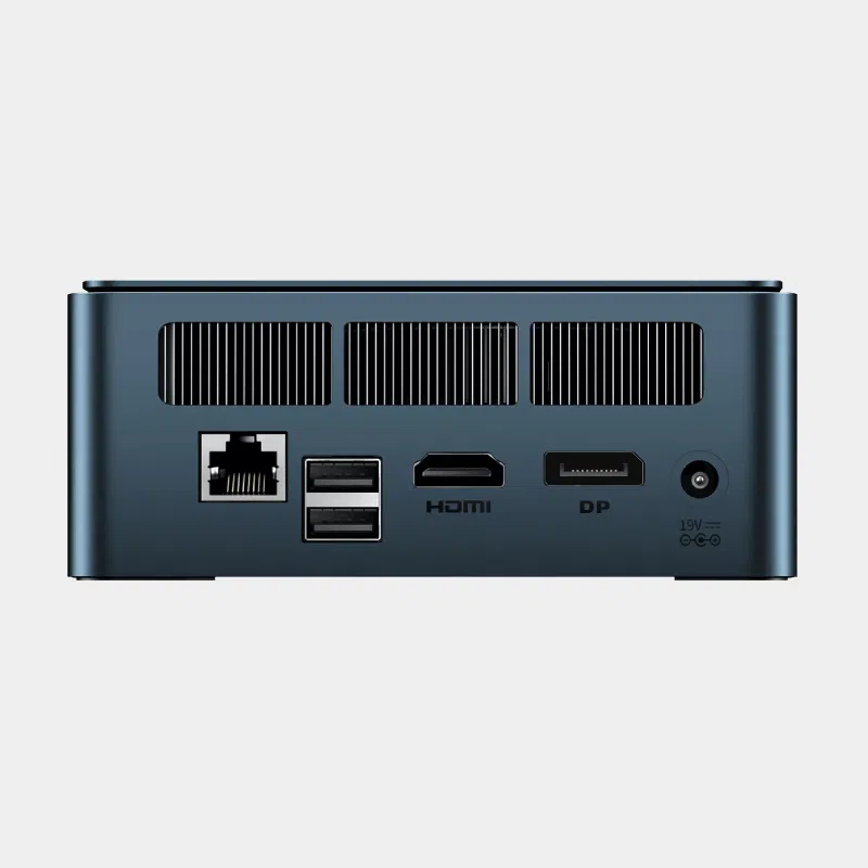 Mini PC BMAX B11 Pro vu de dos avec ports Ethernet, USB, HDMI et DisplayPort