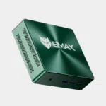 Mini PC BMAX B6 Turbo vert métallisé vu de trois quarts avec logo BMAX