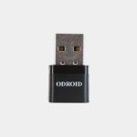 Module Wi-Fi et Bluetooth pour ODROID vu de dos avec logo ODROID sur boîtier noir